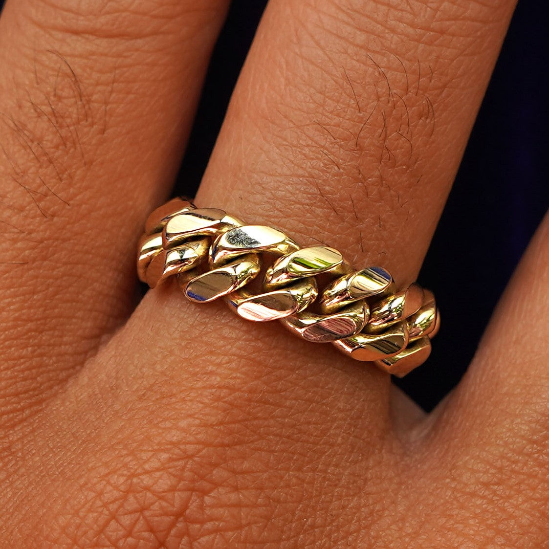 14K Solid Gold gourmet ring hot - 14K Solid Gold Ring - 14K Solid gold cuban chain ring - daily ring