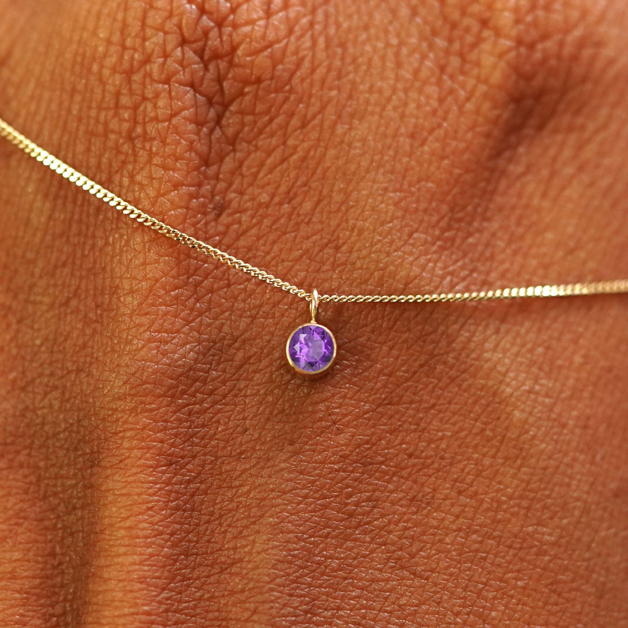 Simple Amethyst Necklace - Dainty 14k Gold Birthstone Necklace - Simple Fine Solid deals 14k Gold Birthstone Choker Necklace Gift for Her