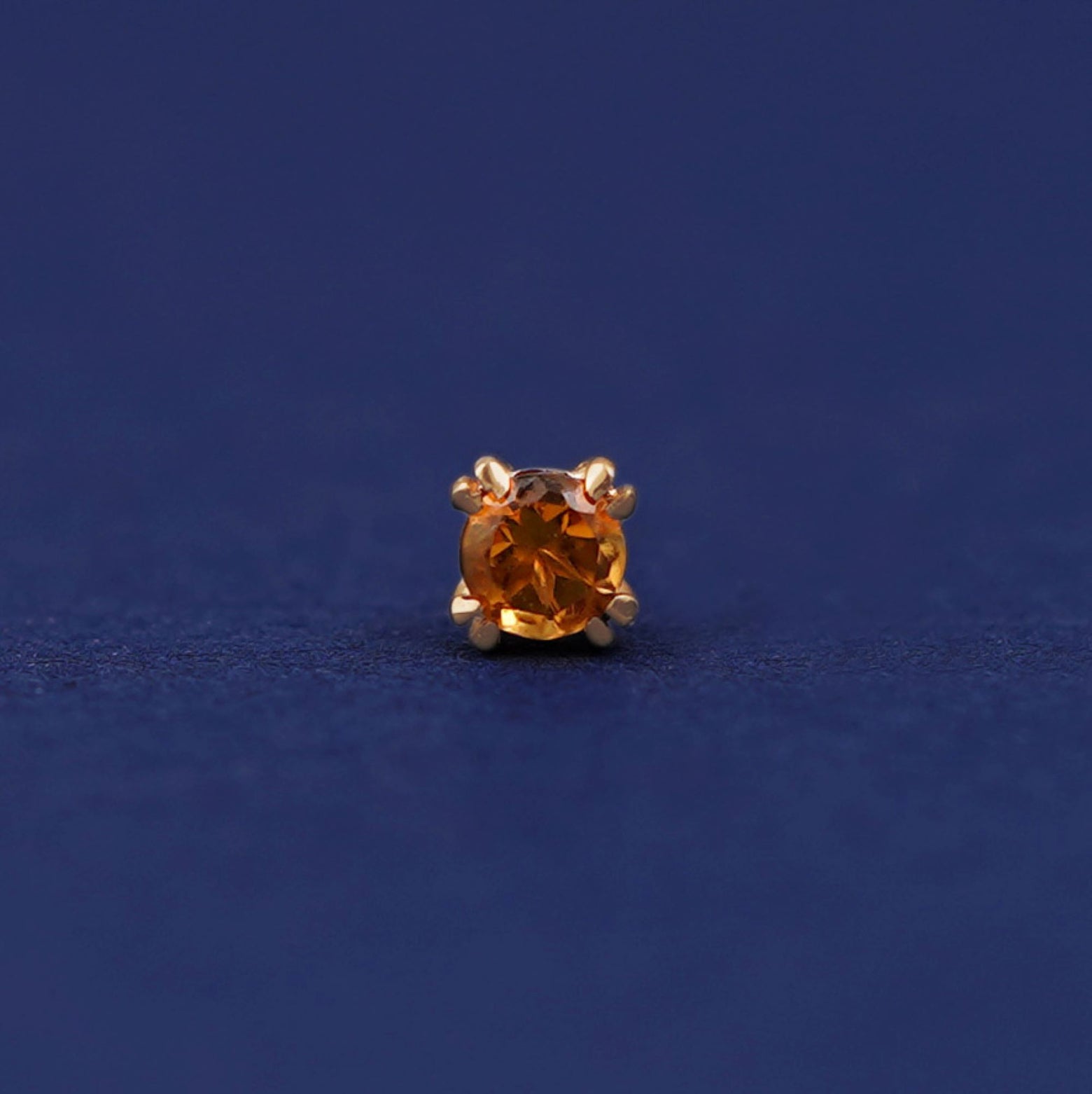 Front facing view of a 14k yellow gold Citrine Flat Back Earring