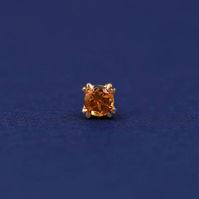 Front facing view of a 14k yellow gold Citrine Flat Back Earring