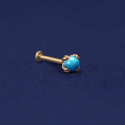 A 14 karat solid gold Turquoise Flat Back Earring