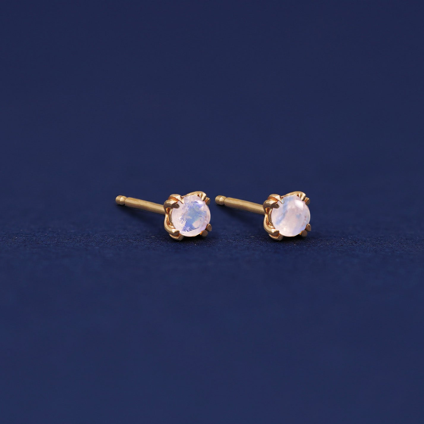 Leona 14K Gold Vermeil and Rainbow Moonstone Delicate Wrap around Studs, 2024 June Birthstone Gifts, Gold Moonstone Jewelry, Gold Moonstone Studs