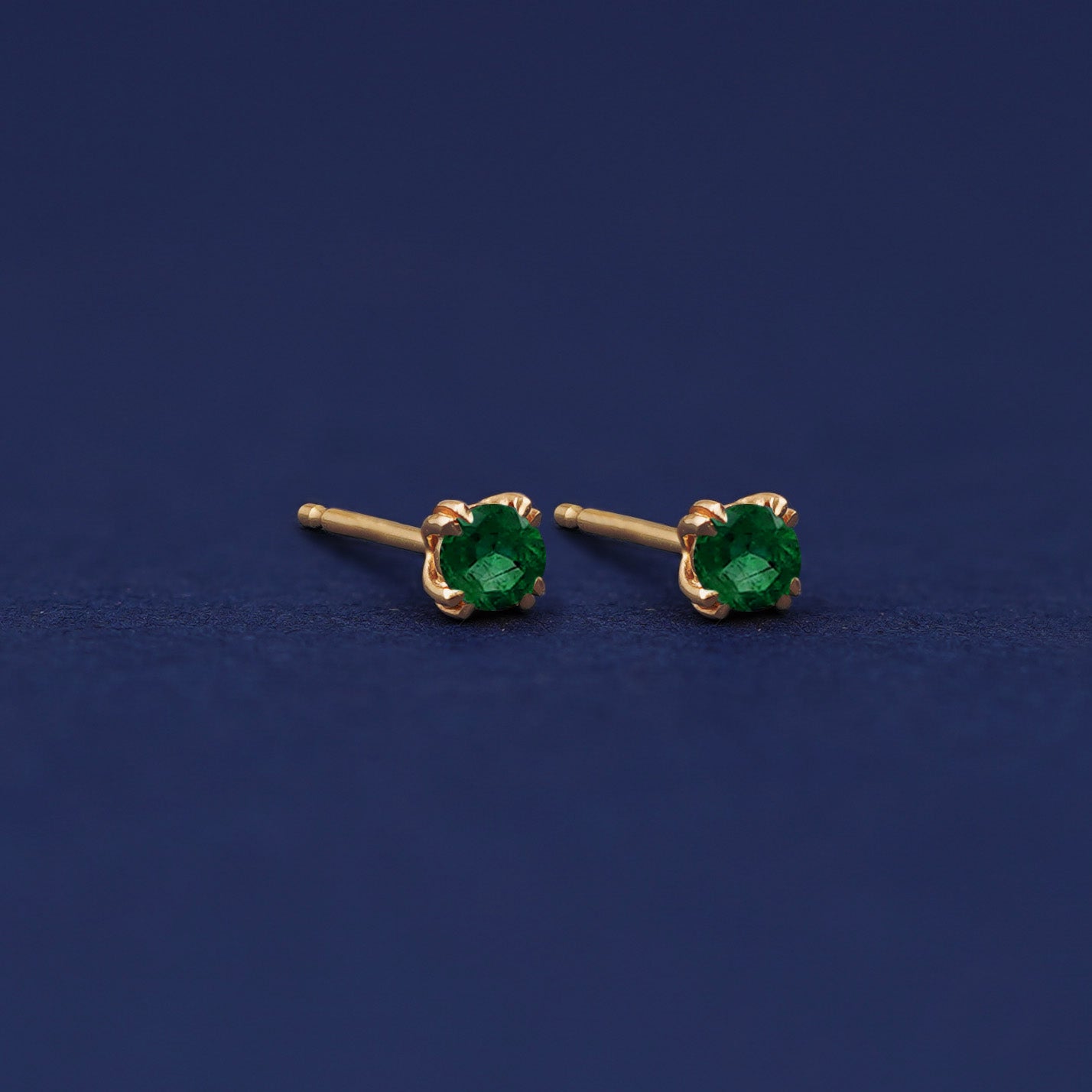 Emerald Stud Earrings, 14K buy Solid Yellow Gold Emerald Earrings, 4mm Round Emerald Push Back Stud Earrings, May Birthstone, Gemstone Earrings