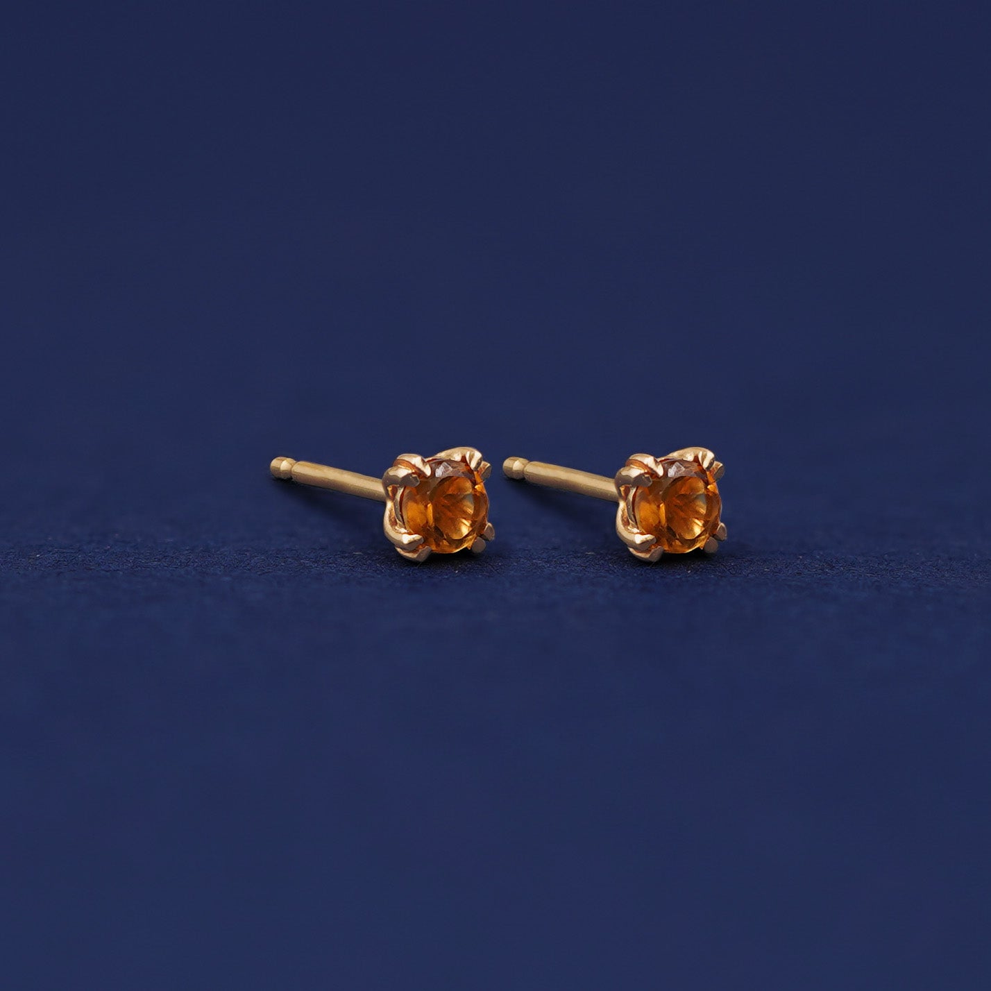 Yellow gold Citrine Earrings shown with 14k solid gold pushback post with no backings