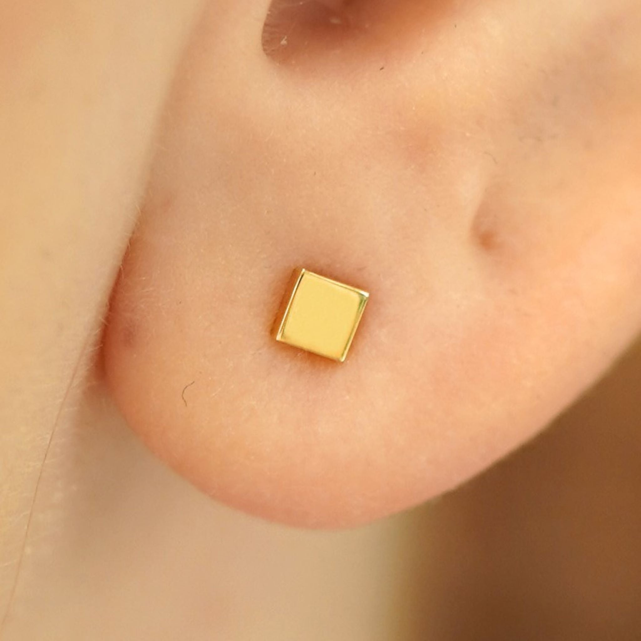 Satin Square Stud Solid Gold | square deals stud earrings | matte look | simple earrings|filigrane design| 14k real gold |eco-friendly