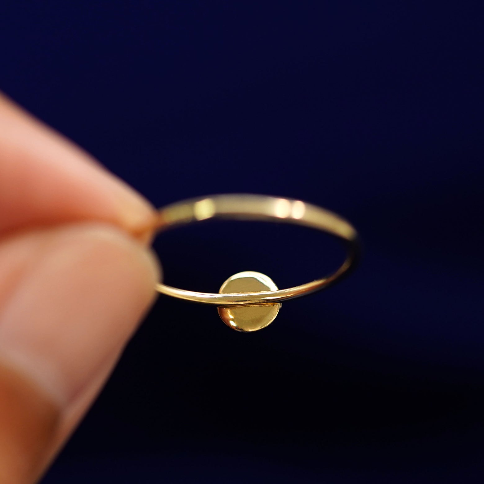 Underside view of a solid 14k gold Coffee Cup Ring