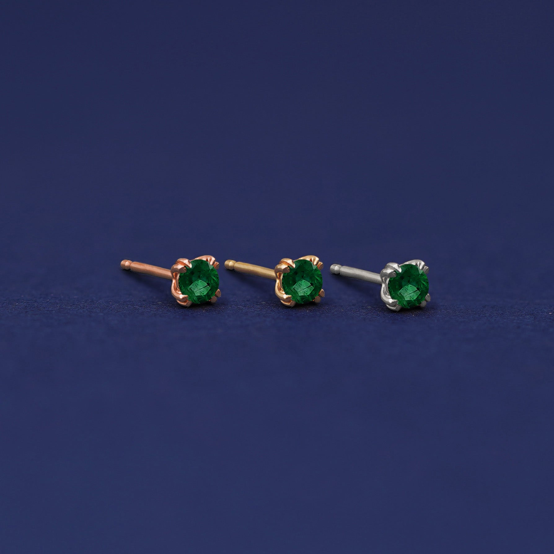 Natural Emerald Stud Earrings Gold, online 14k Gold Stud Earring Real Emerald, Minimalist Emerald Gold Earrings, Gold Genuine Emerald Stud Earrings