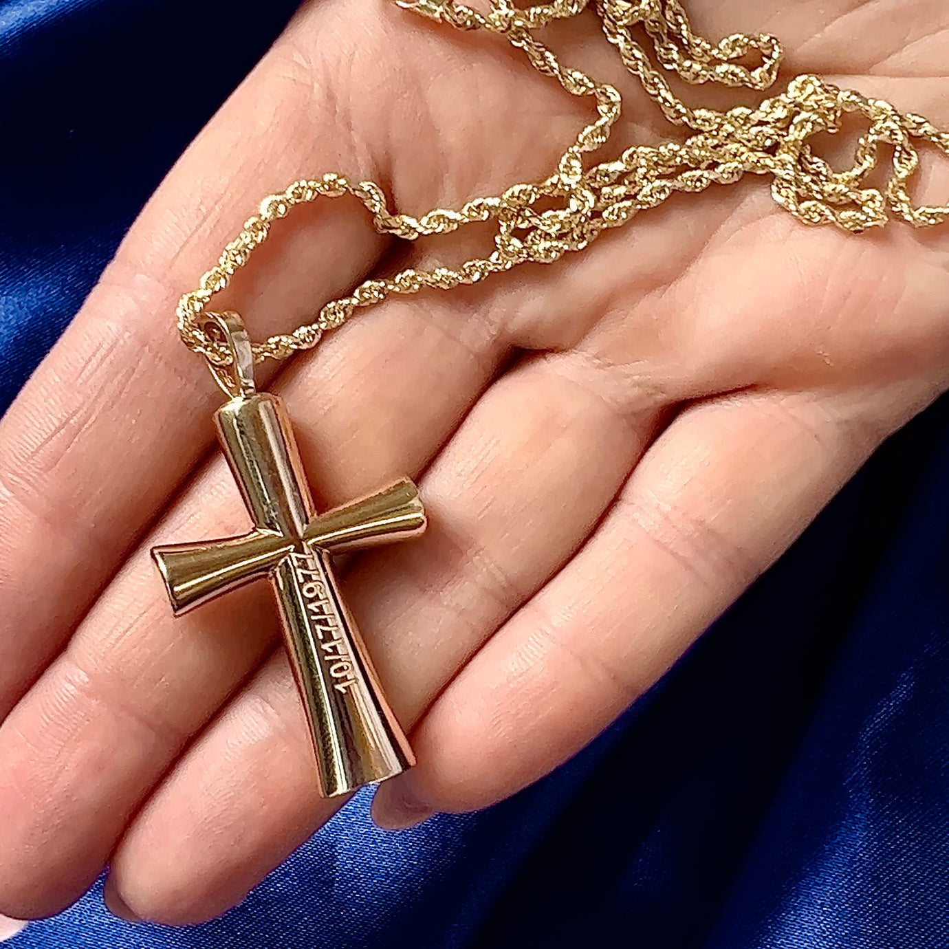 Engraved Cremation-holding Cross Pendant