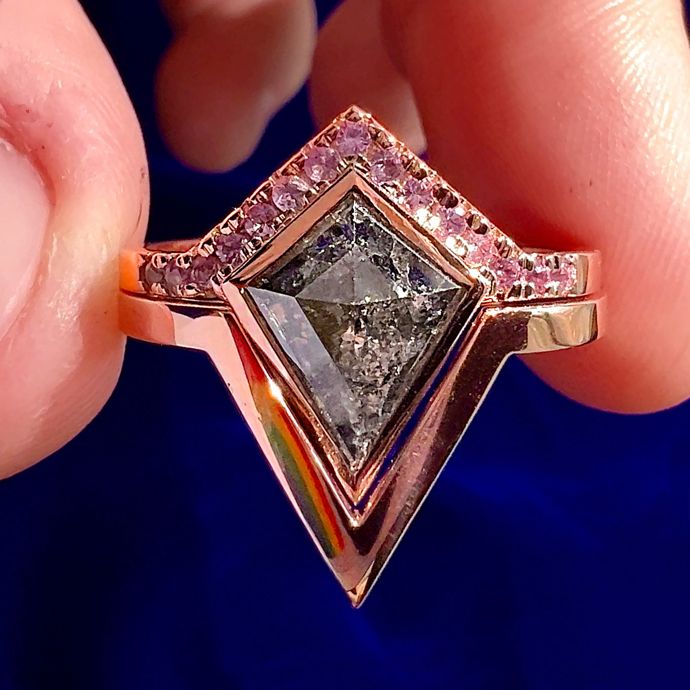 Kite Diamond & Purple Sapphires Ring Set