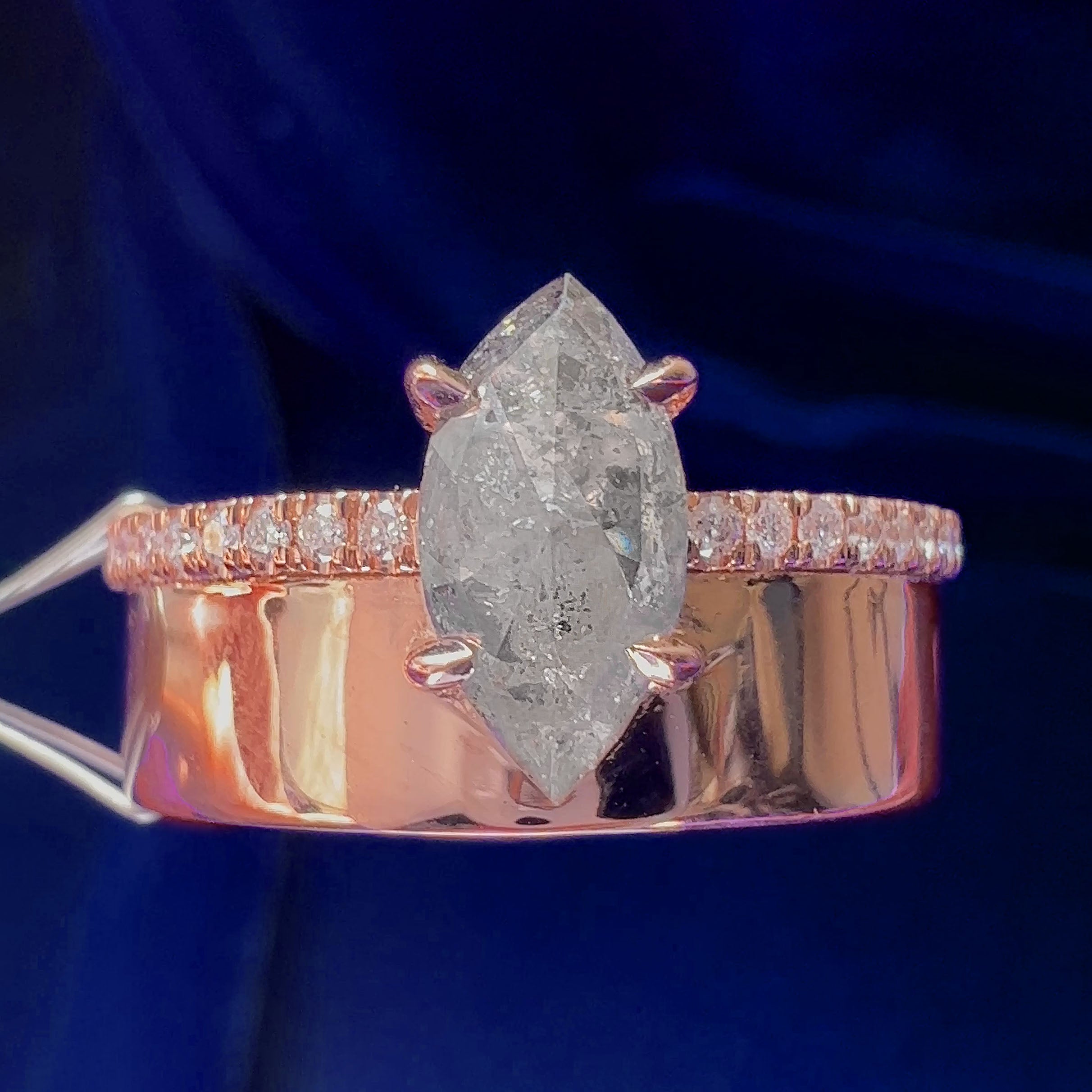 Marquise Salt-and-Pepper Diamond Ring