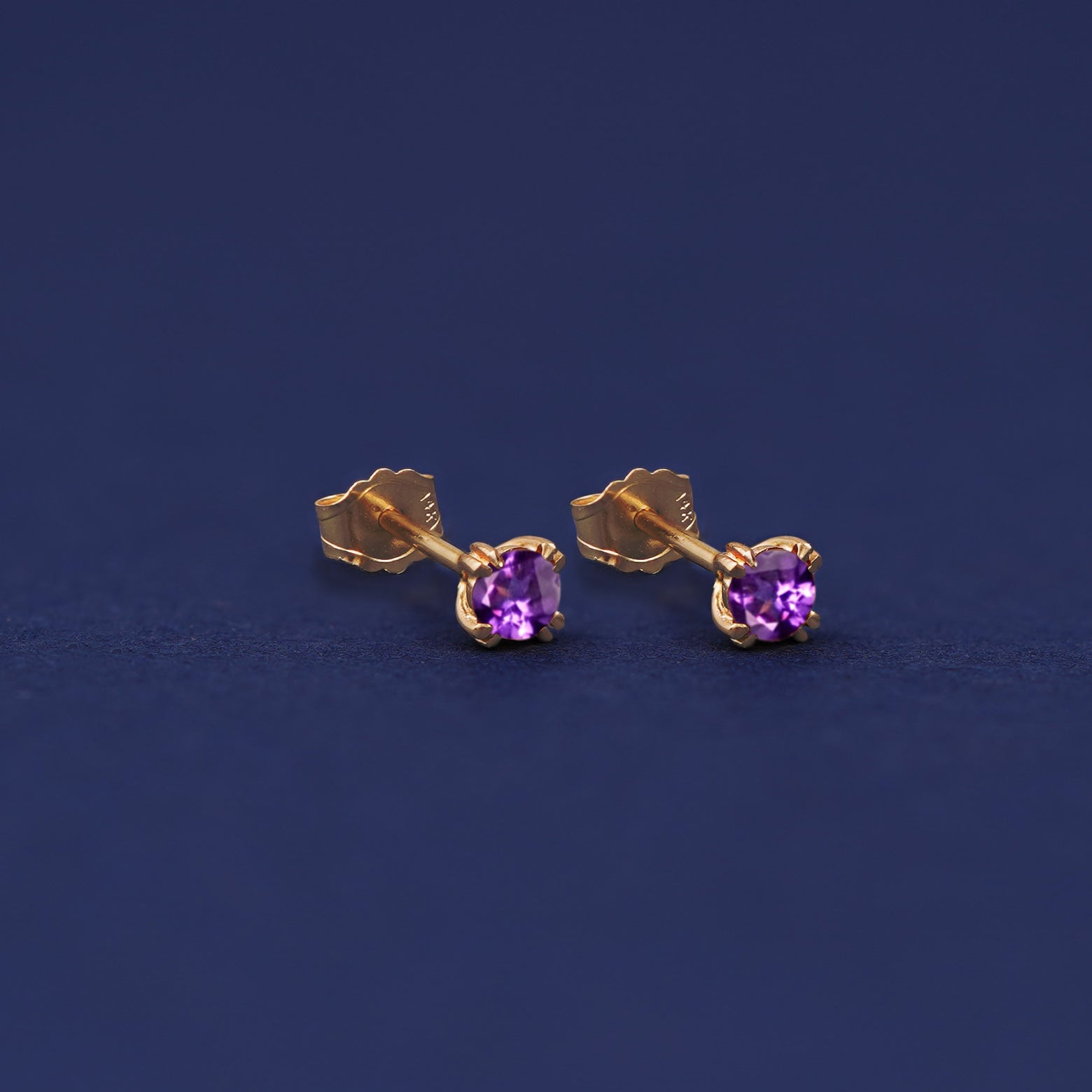 Yellow gold Amethyst Earrings shown with 14k solid gold pushback backings