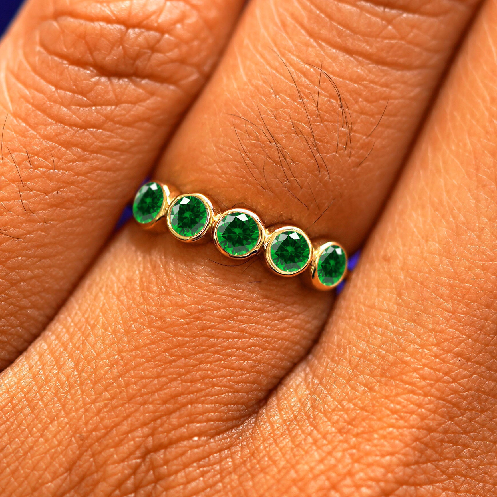 5mm emerald high quality and 14k minimalist ring size 6.5