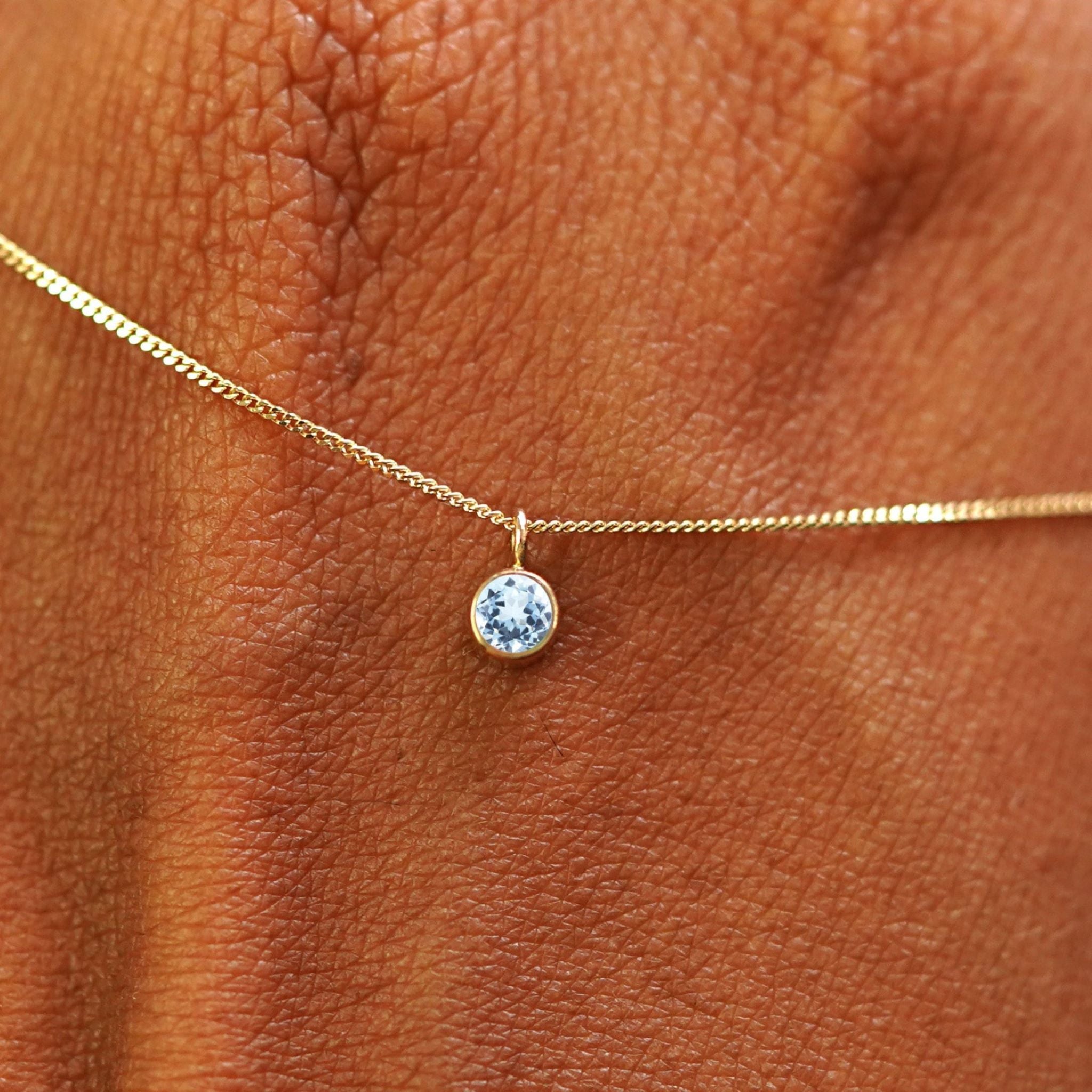 14Kt Gold Genuine Aquamarine Necklace, Aquamarine cheapest Pendant, March Birthstone Necklace