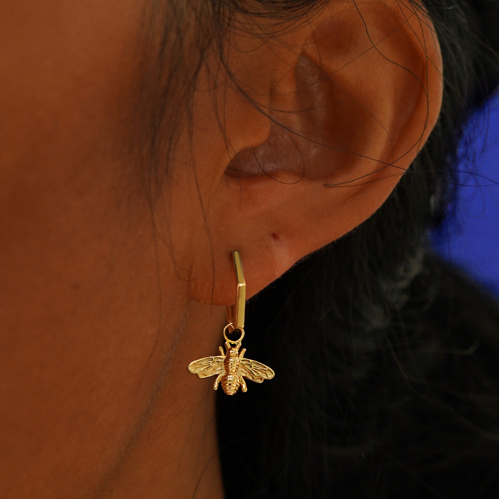 Tiny Bee/14k Gold popular Filled/Hoop Earrings