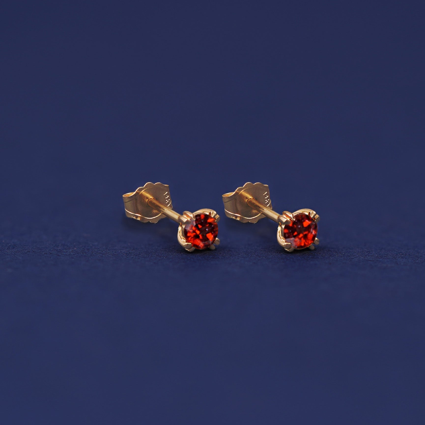 On sale Natural Garnet Stud Earrings Solid 14kt Yellow Gold