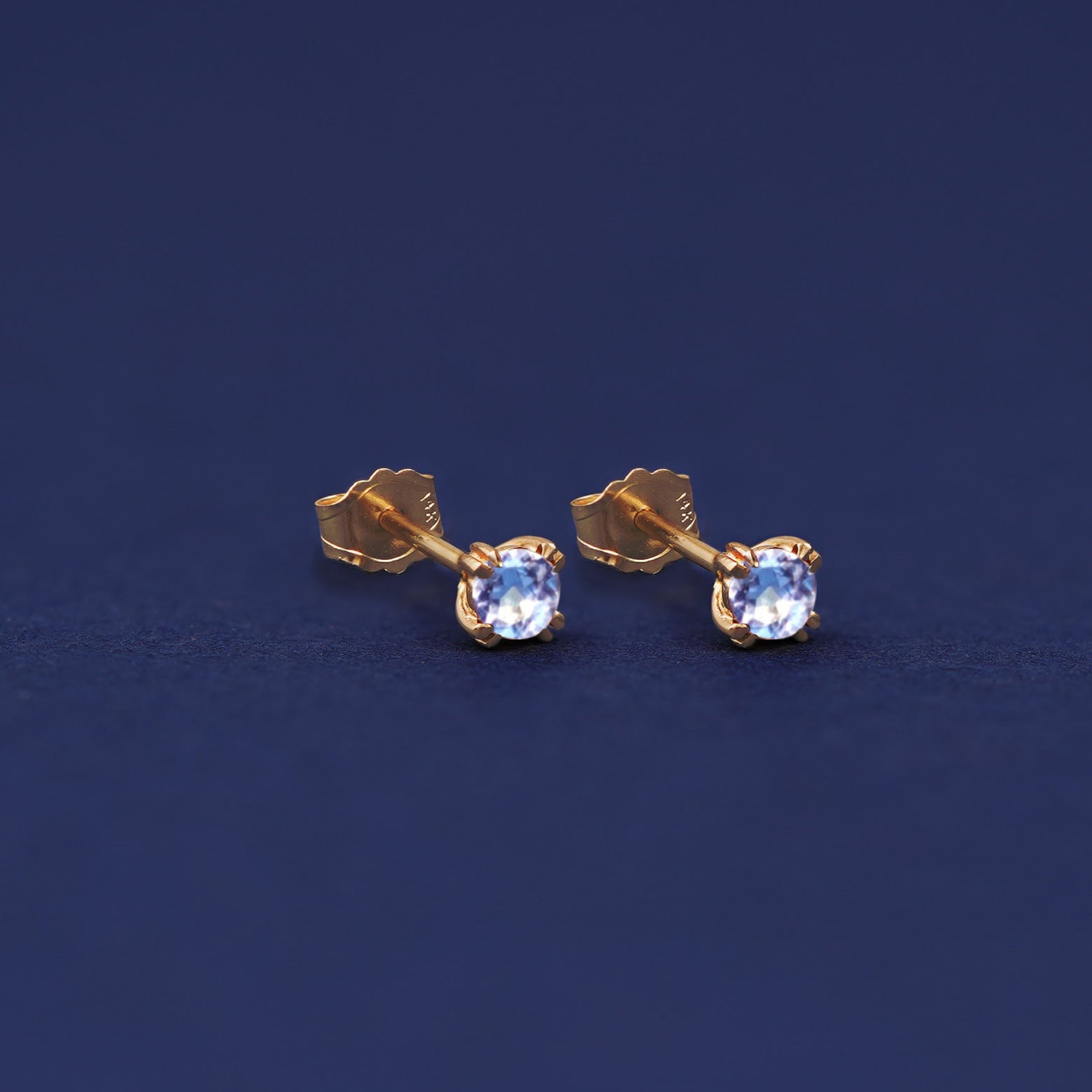 Yellow gold Aquamarine Earrings shown with 14k solid gold pushback backings