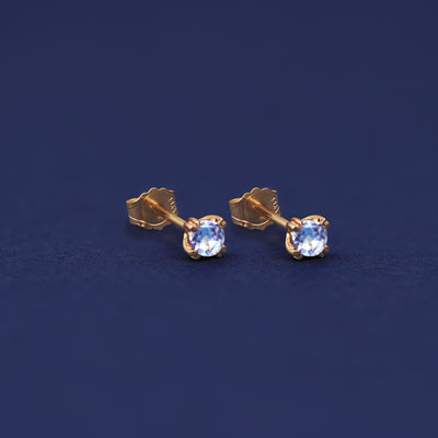 Yellow gold Aquamarine Earrings shown with 14k solid gold pushback backings