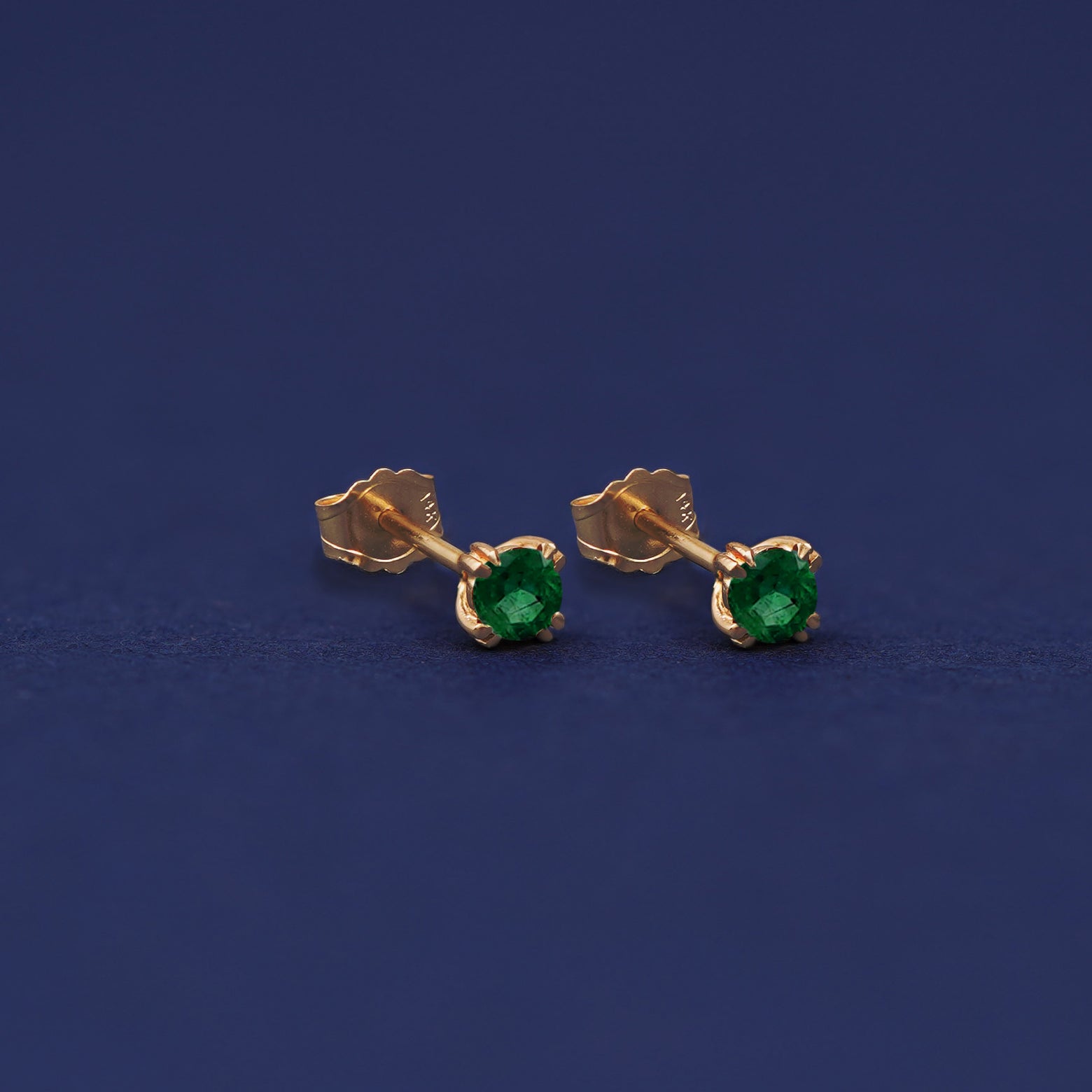 Yellow gold Emerald Earrings shown with 14k solid gold pushback backings