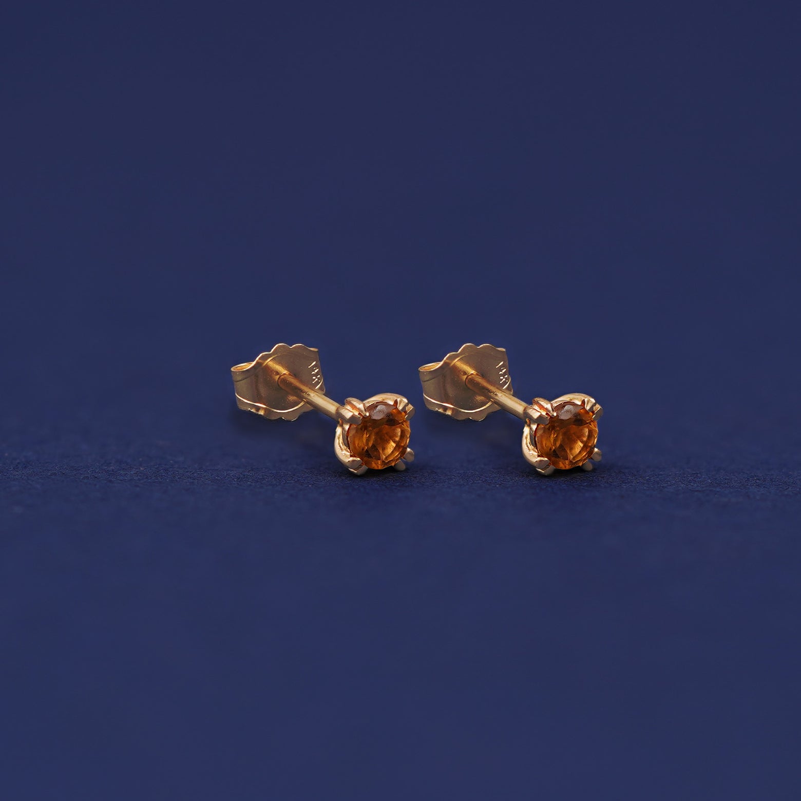 Yellow gold Citrine Earrings shown with 14k solid gold pushback backings