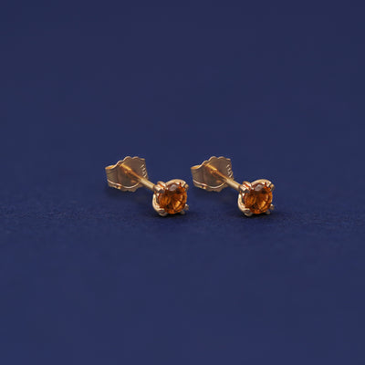 Yellow gold Citrine Earrings shown with 14k solid gold pushback backings