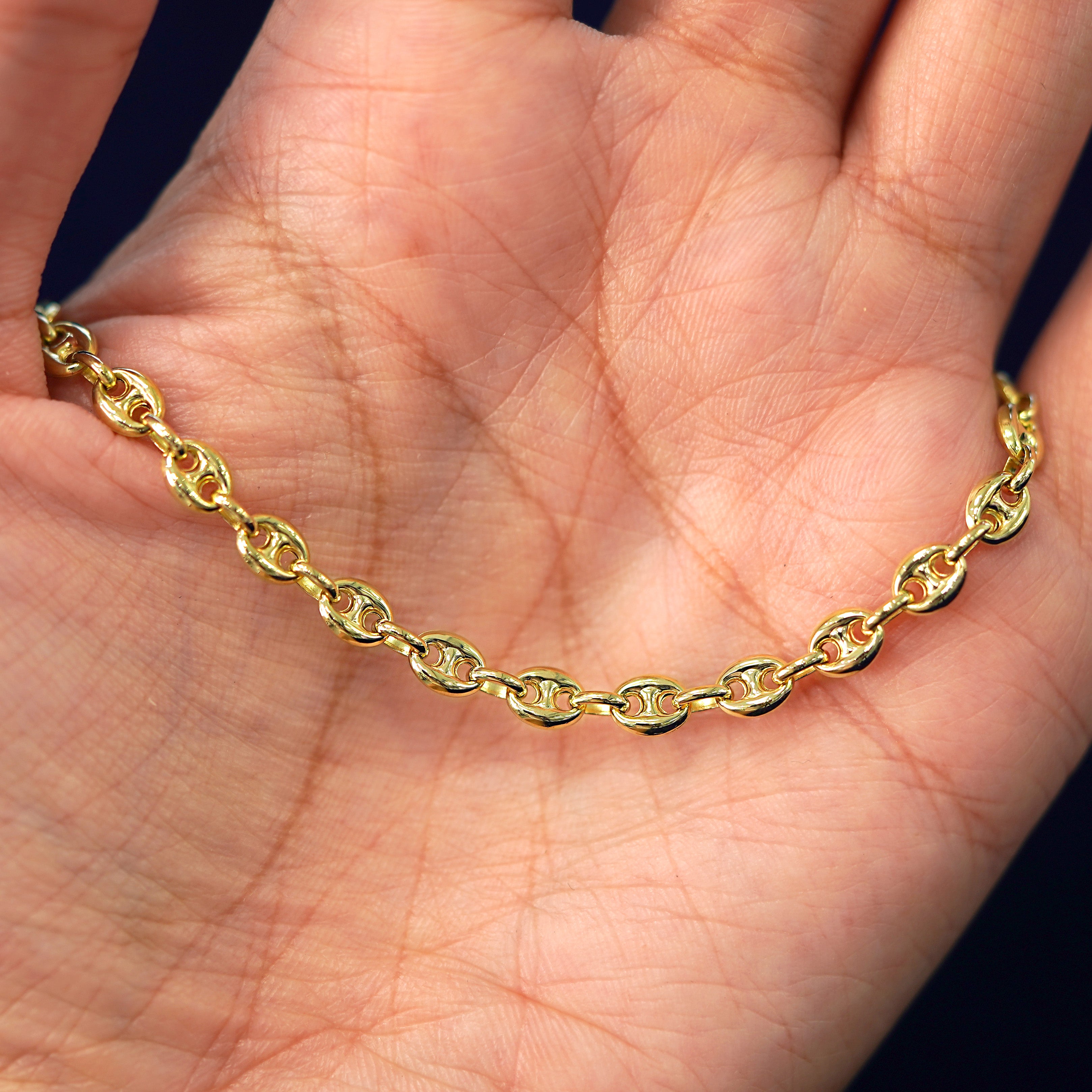 Mariner Puff Link, Diamond Cut, offers 14k Solid Gold, Friendship Bracelet, Purple String Bracelet, Sliding Knot, Chain Link Bracelet, Gift for her