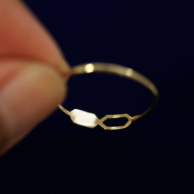 Underside view of a solid 14k gold Tanlah Ring