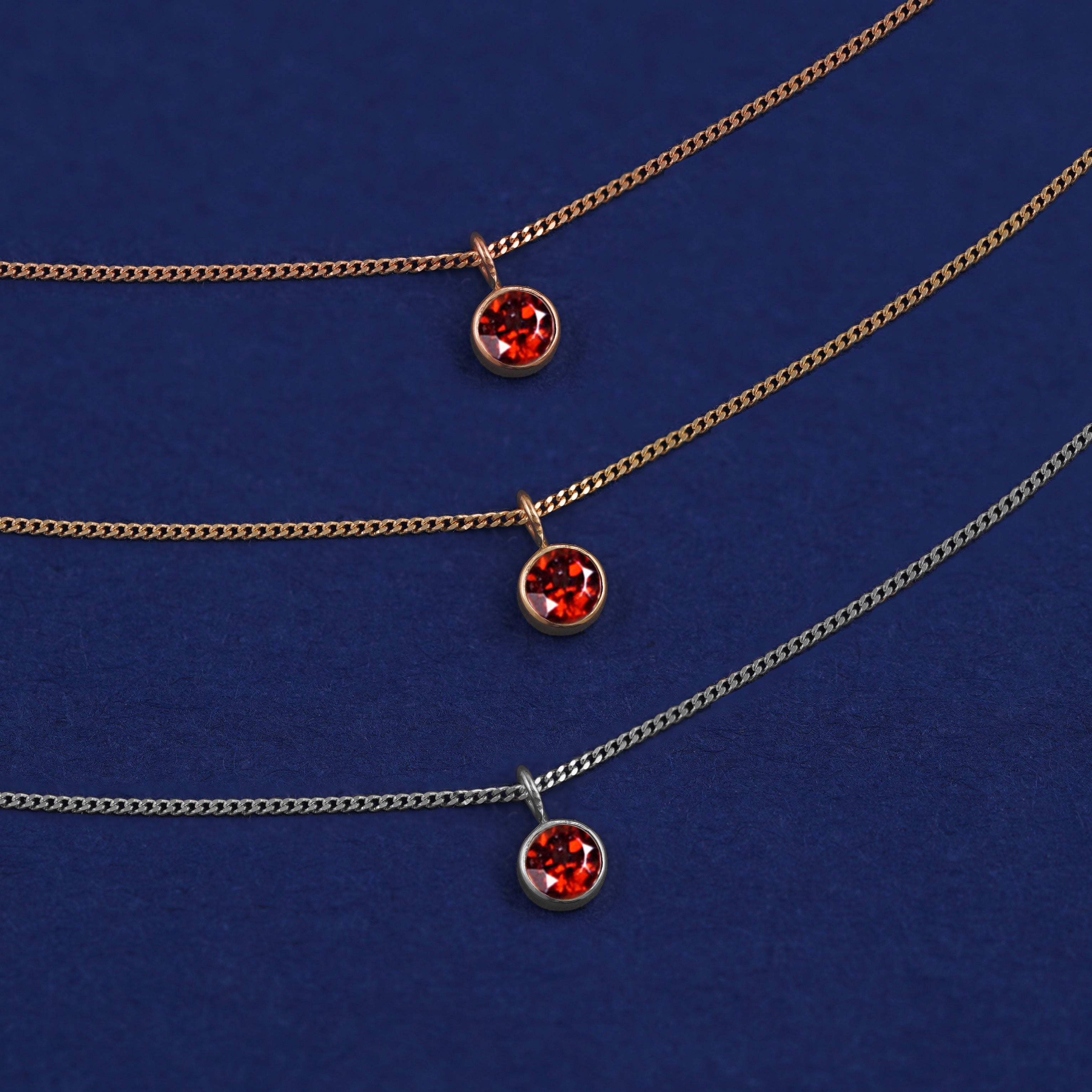 14K Yellow Gold, Rose Gold Garnet necklace - Garnet newest Necklace - January Birthstone - Dainty Necklace - Yellow Diamond - Gift for Her