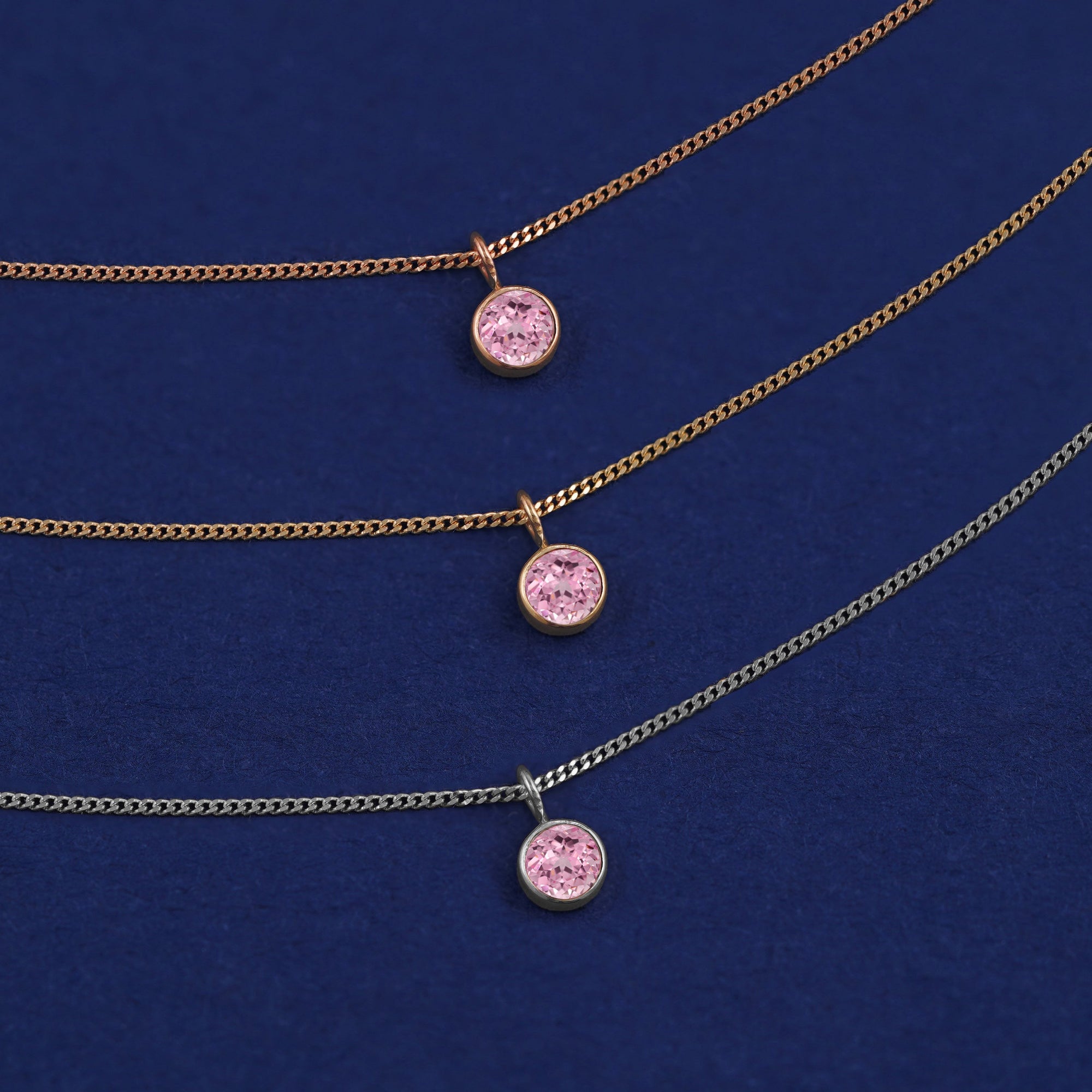 Rose Cut top Sapphire Slice Trio Necklace / 14k Rose Gold-Fill Jewelry / Rose Cut / Pink Sapphire Necklace / Natural Sapphires