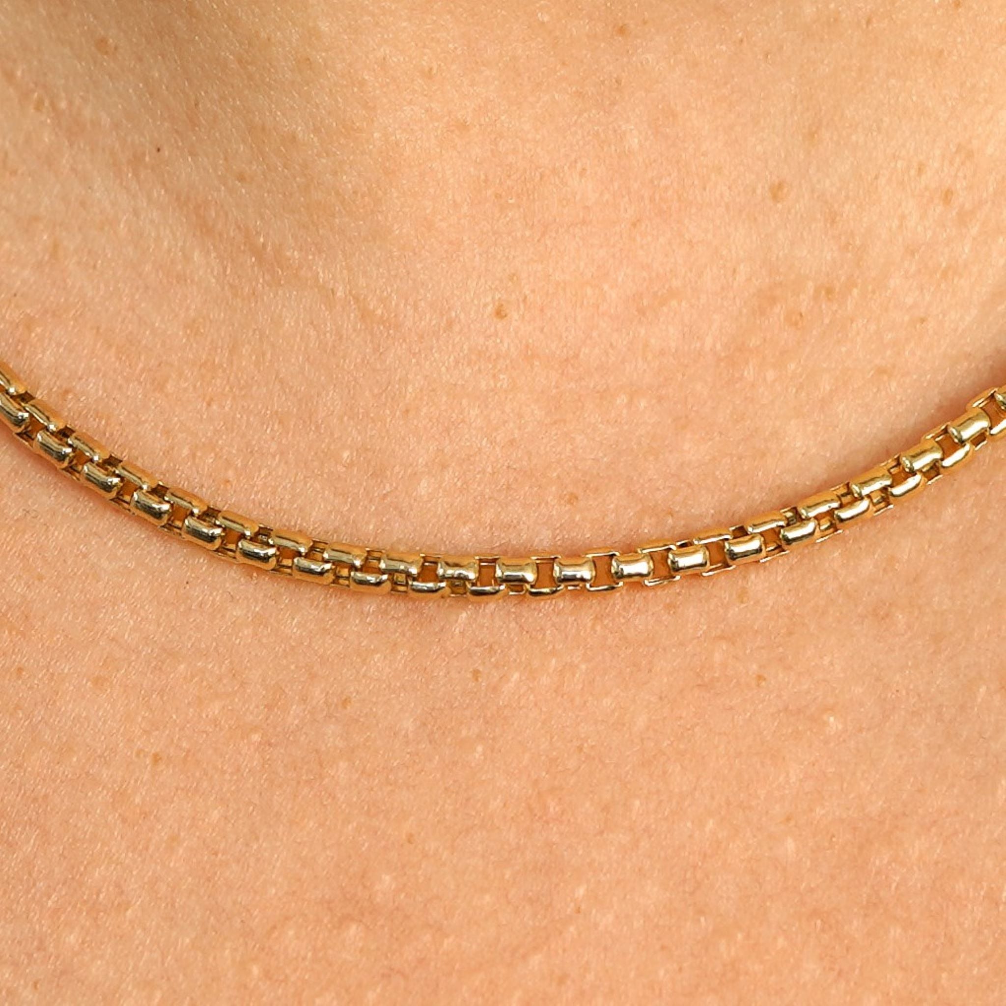 14K Real Gold Round Box on sale Chain Necklace, 19.8