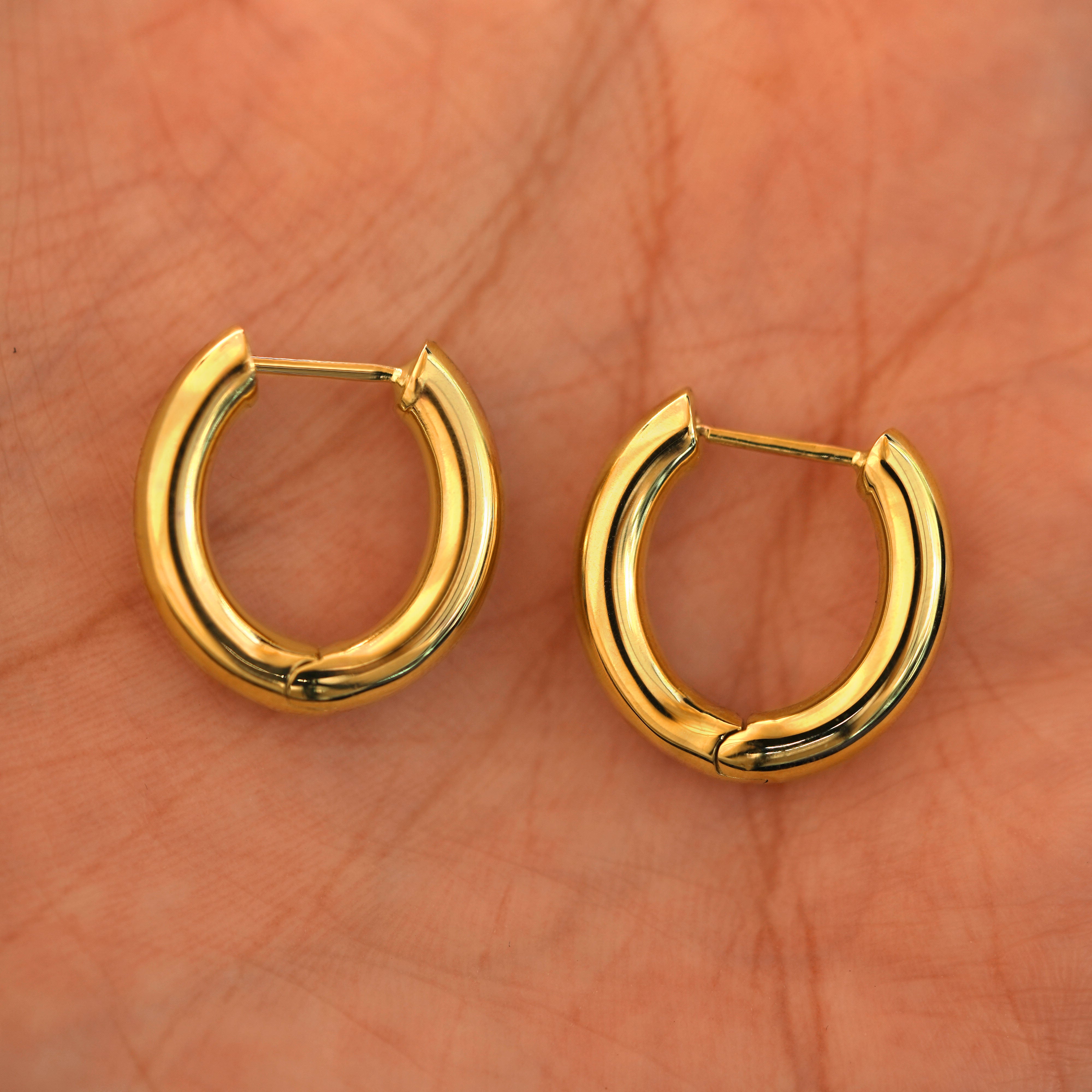 14K Gold orders Small, Wide, Oval. Huggie Hoop 1.76 Grams, Good for little girls too