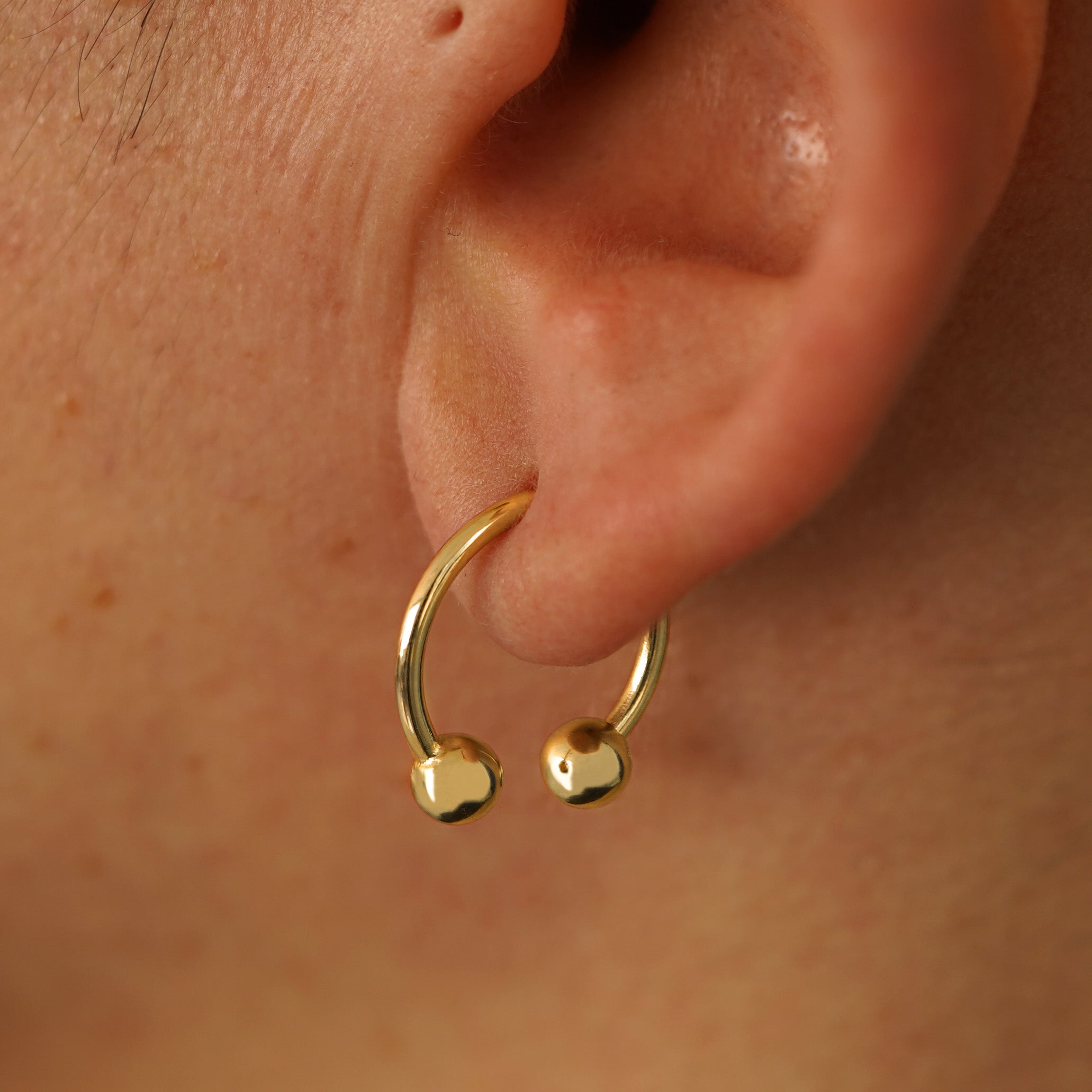 14k Solid Gold Helix Piercing - sale Gold Helix Jewelry - Horseshoe Piercing - Gold Circular Horseshoe Barbell - Handmade Piercing