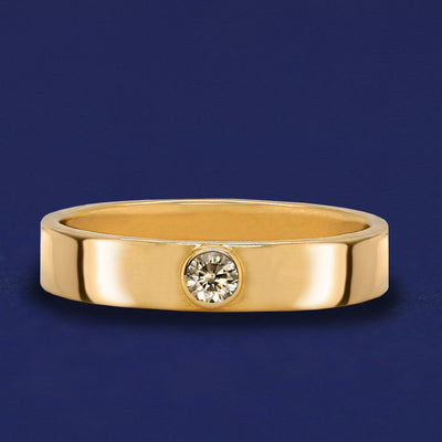 A solid yellow gold Champagne Diamond Industrial ring