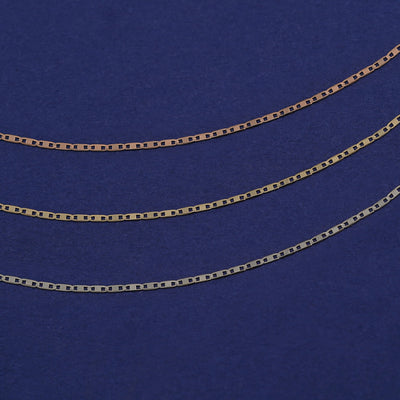 Three Valentine Anklets shown in options of rose, yellow, and white gold